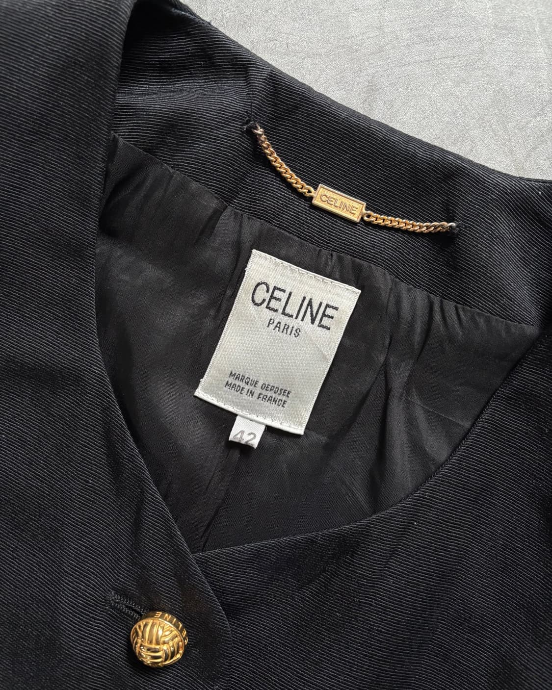 Celine 셀린느 블랙 컬러 골드 버튼 하프 블레이저 상품이미지8