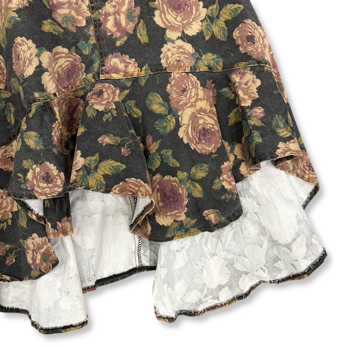 Floral Denim Ruffle Wrap Skirt 상품이미지4