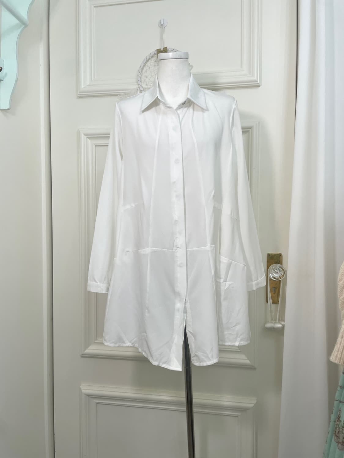 white flare mini shirt opc&pink lace sat 상품이미지7