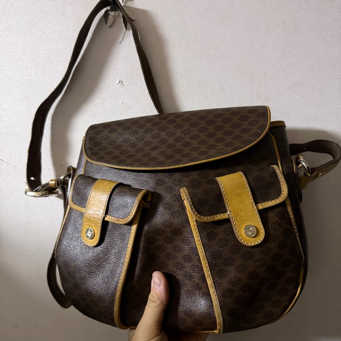 빈티지 셀린느 마카담 패턴 투포켓 크로스백 상품이미지2