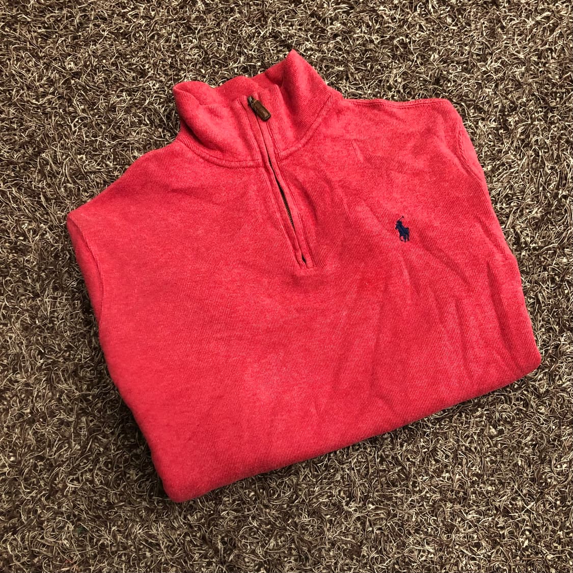 폴로 랄프로렌 핑크 반집업 코튼 니트 상품이미지1