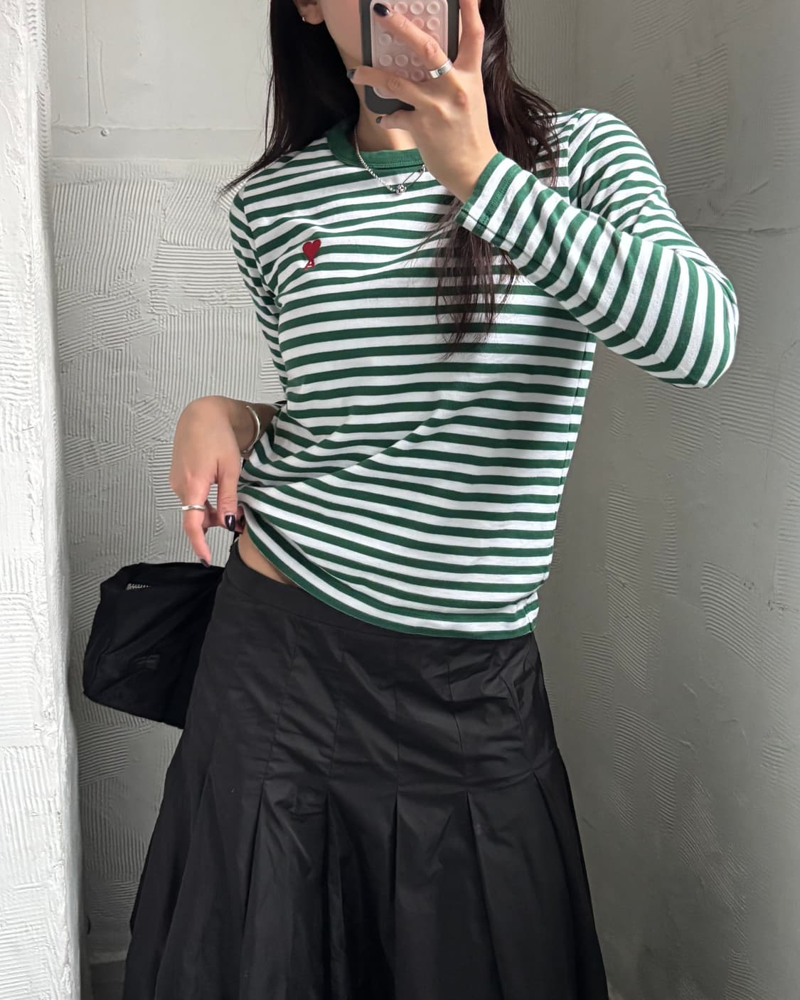 Ami 아미 하트로고 그린컬러 스트라이프 슬리브 상품이미지8