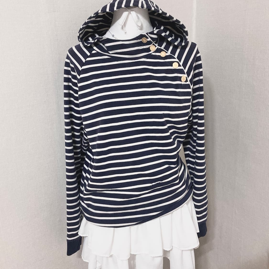 랄프로렌 스트라이프 사선단추 후디 M 상품이미지1