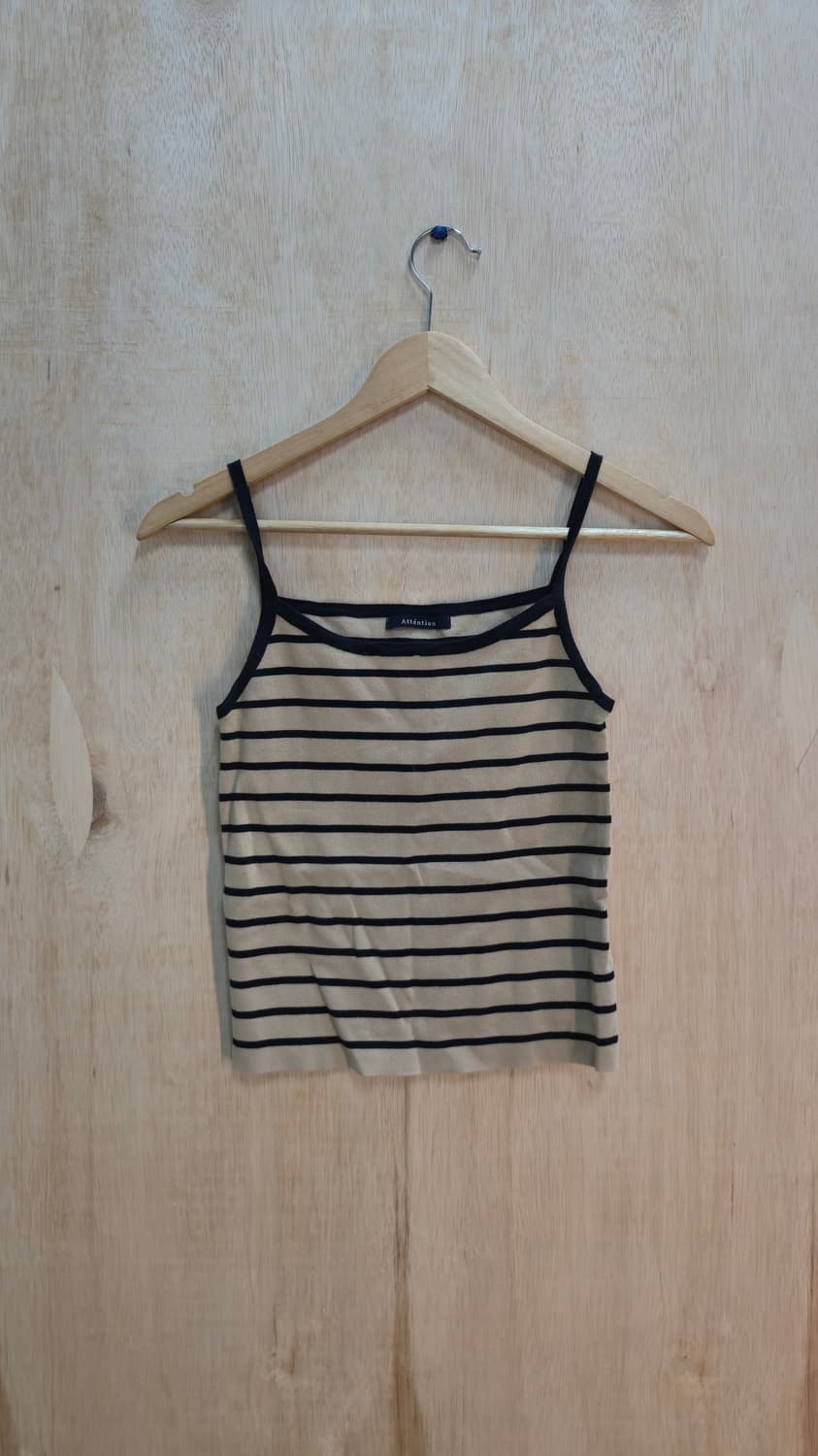 Attention 스트라이프 베이지 네이비 슬리브리스   상품이미지1