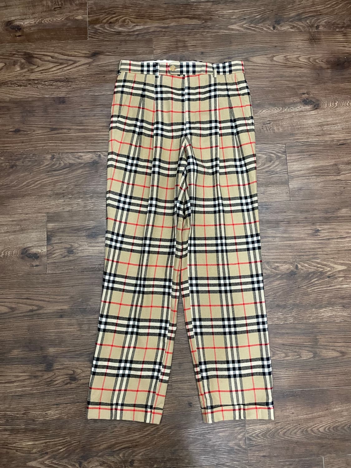 90s 버버리 울 노바체크 팬츠 베이지 30 상품이미지1