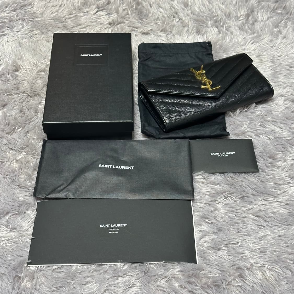 [풀구성] 입생로랑 마틀라세 엔벨로프 장지갑 블랙 상품이미지9