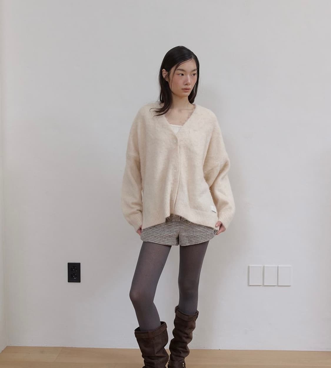 ASURA HAIRLY BRUSH MIDI CADIGAN GREY 상품이미지7