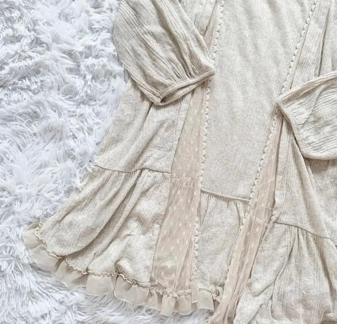 오월빈티지 코디세트 엑시즈팜 나시 원피스+도트 레이스 가디건 상품이미지4