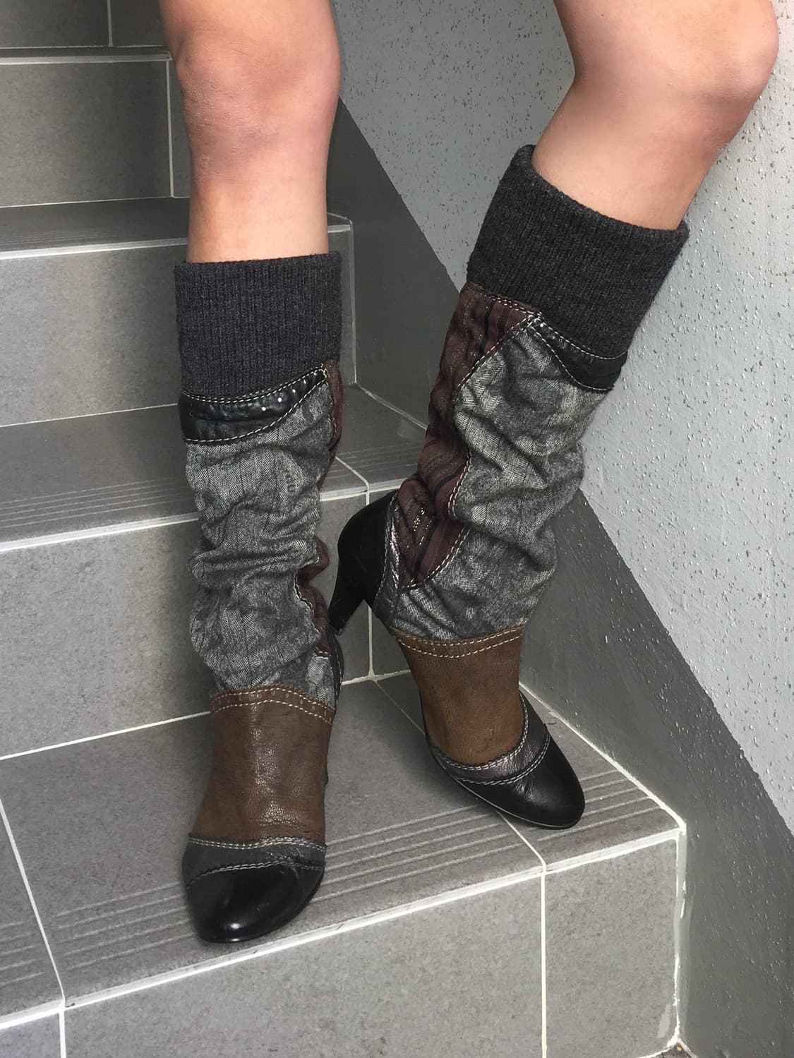 BNX oriental y2k patch design knit boots 상품이미지6