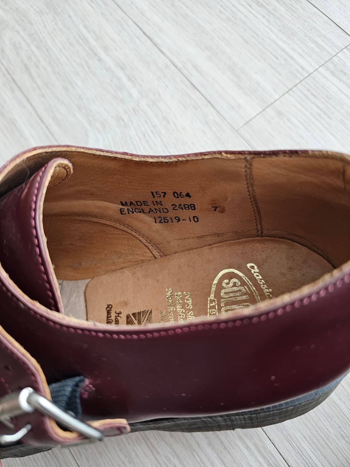 Solovair 솔로베어 더블버클 남성용 버건디 가죽로퍼 상품이미지3