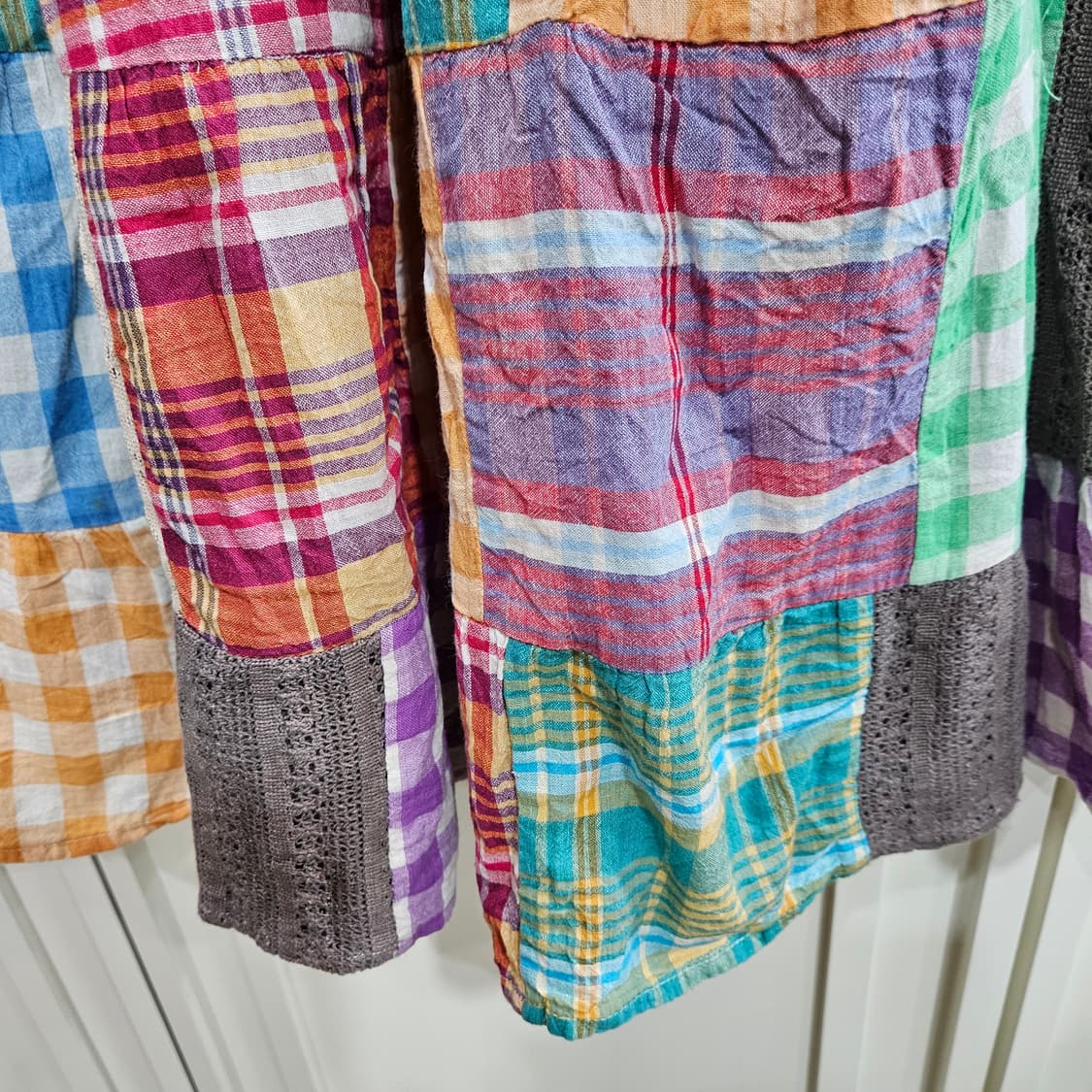 패치워크 체크 롱 스커트 상품이미지5