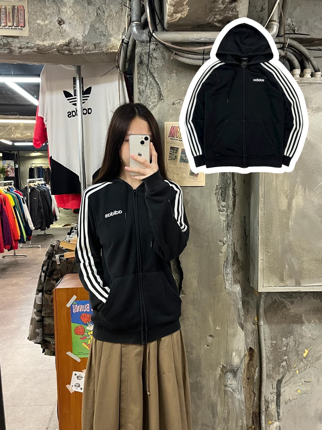 아디다스 후드집업 블랙 S #csz1397 상품이미지1