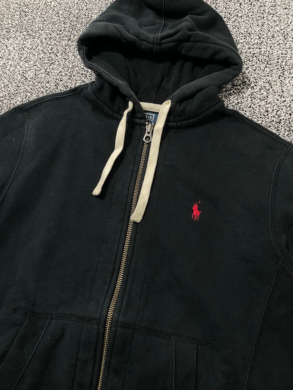 빈티지9. 폴로랄프로렌 코튼 풀집 후드집업 후드 티셔츠 스웻 블랙 상품이미지2