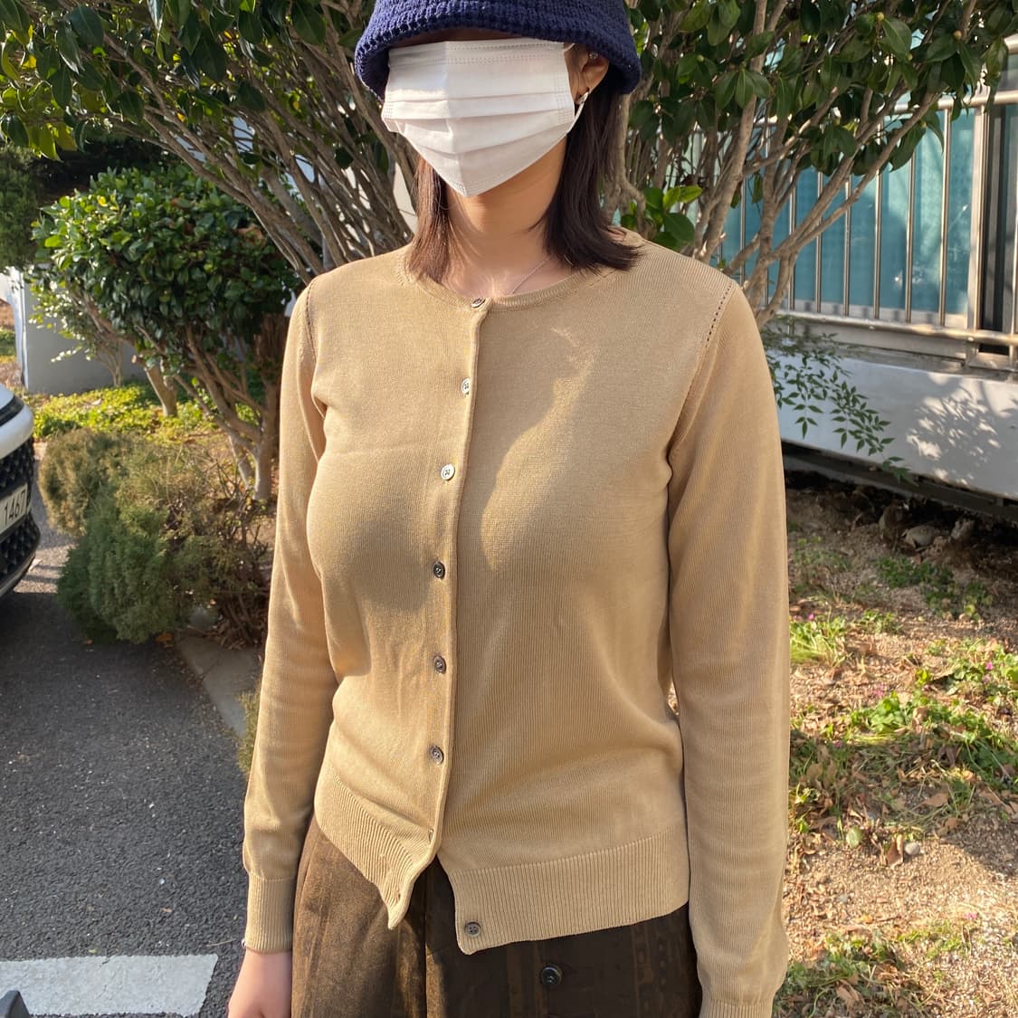 🍯 [INÉD] 미니멀 라운드넥 니트 가디건 (카멜 베이지) 상품이미지3