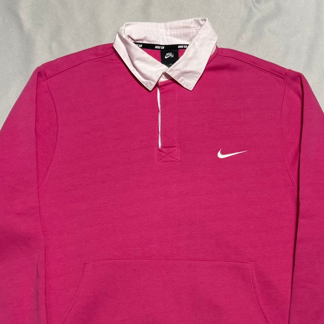 XXL 나이키 핑크 기모 카라 럭비티셔츠 상품이미지1