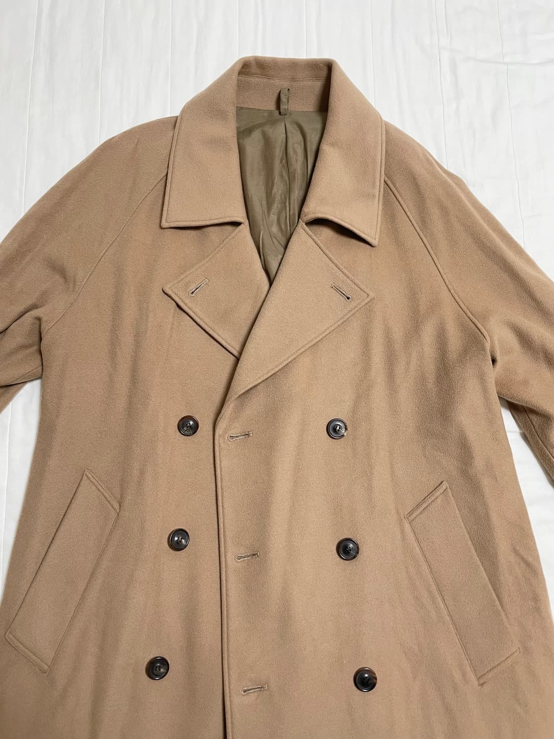 언유즈드 더블 오버사이즈 코트 카멜 상품이미지3