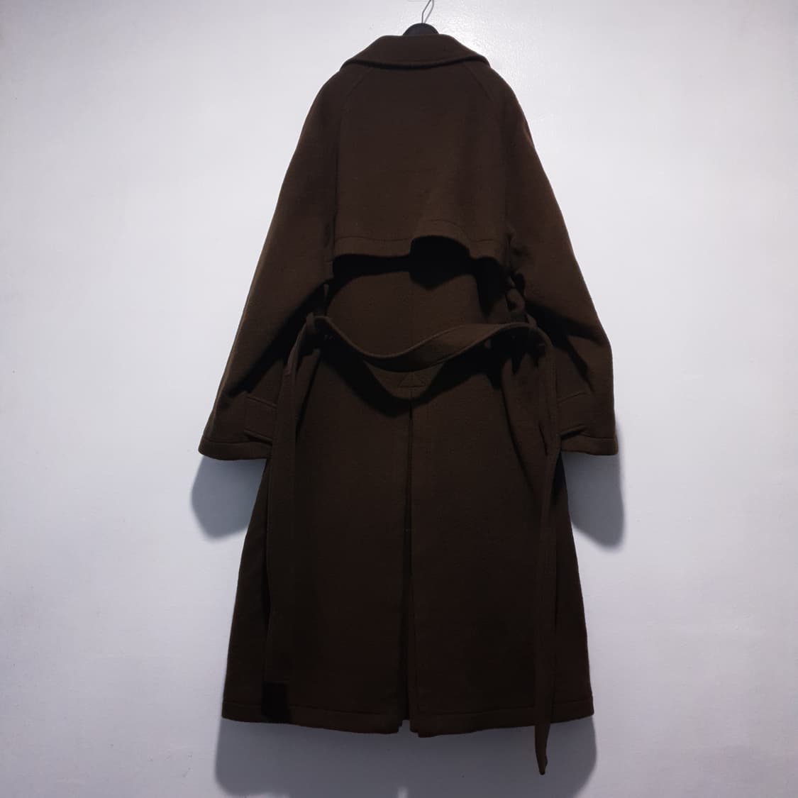 실측 XL) 인사일런스 신형 20FW 헤비 울 트렌치 코트 브라운 울마크 상품이미지10