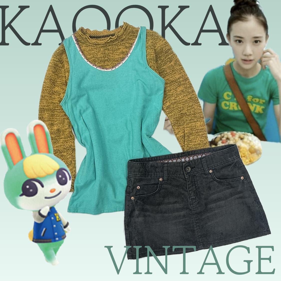 🩵하구미의 민트맛 데코라 코디세트🩵  레이어드 미니 스커트 상품이미지1