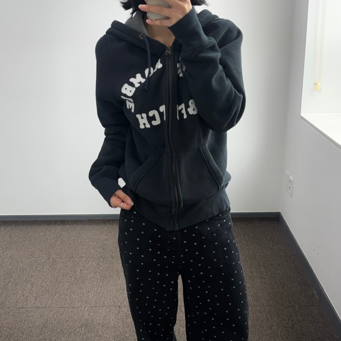 Abercrombie 아베크롬비 아치로고 네이비 후드집업 상품이미지1