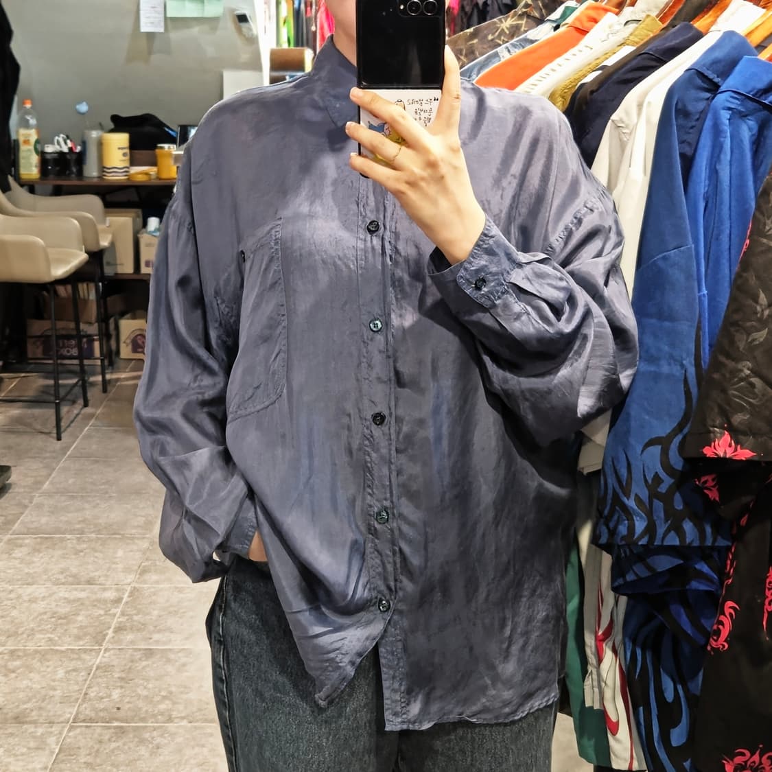 [NO.9] 그레이블루 실크셔츠 상품이미지2