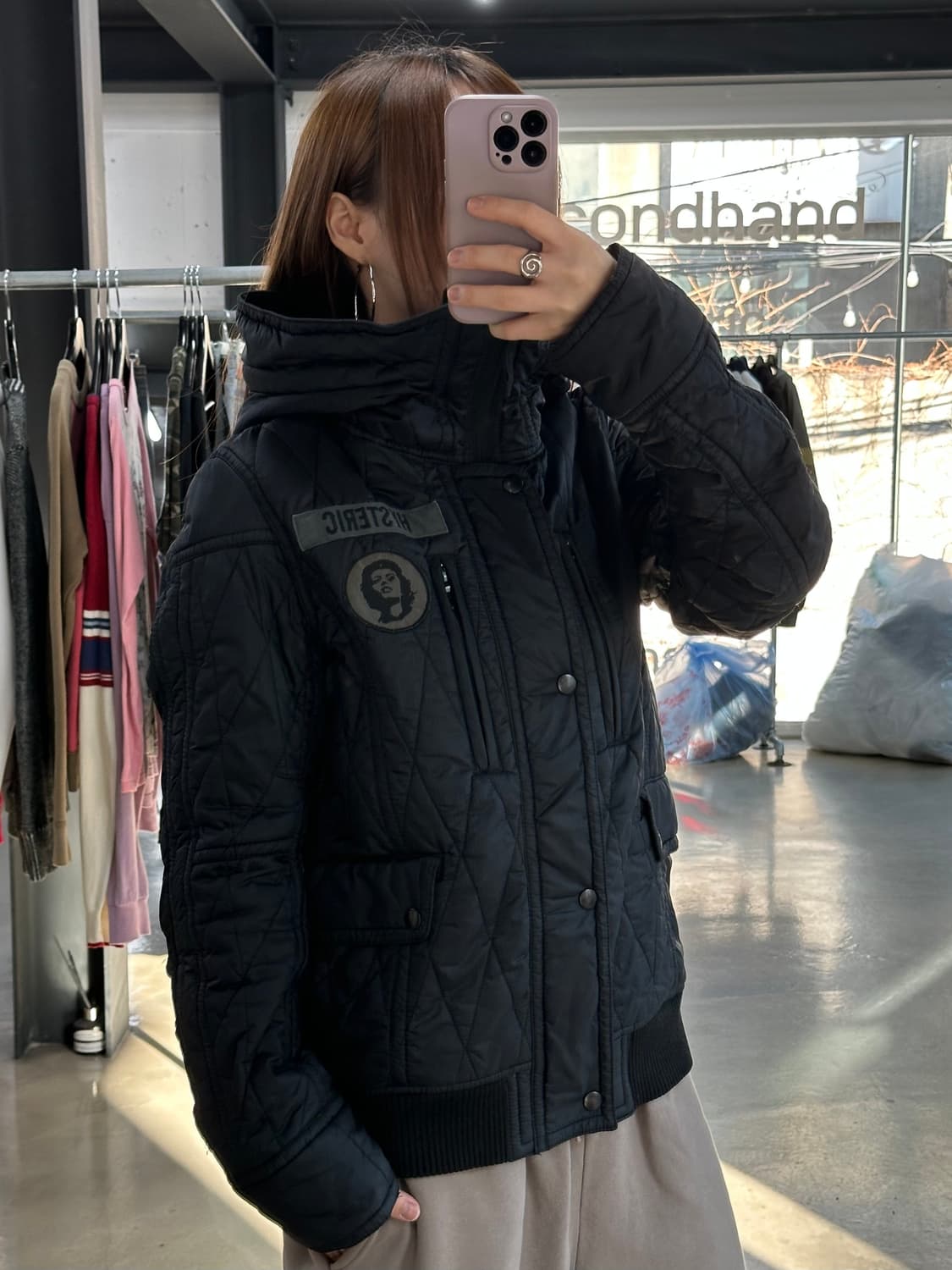 히스테릭글래머 프리마로프트 하이넥후드 퀼팅 포켓점퍼 상품이미지6