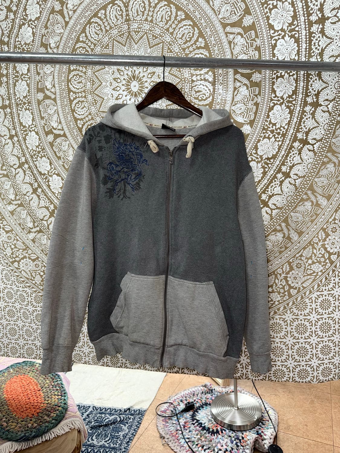 마자플라바 배색 자수 기모 후드집업 상품이미지3