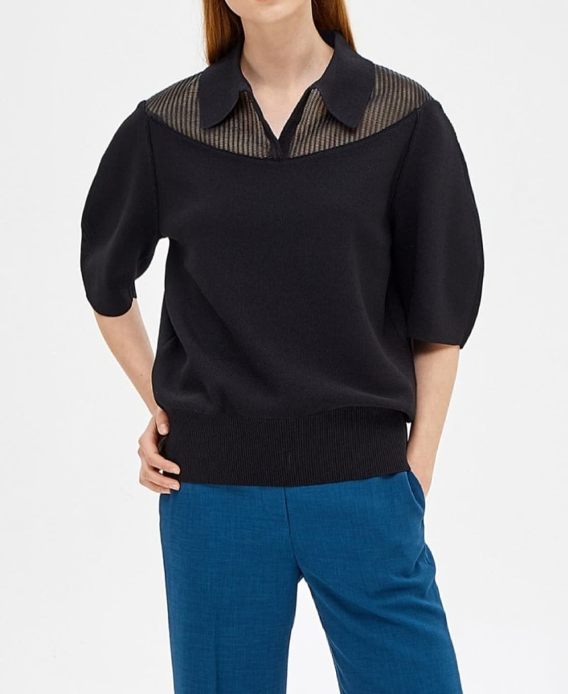 시스템 시스루 블록 니트 탑 프리사이즈 상품이미지4