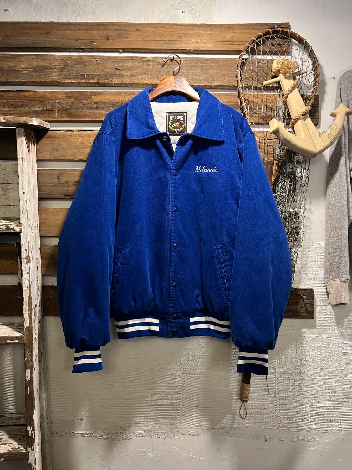 [XL]90's Made in USA 하키팀 블루 코듀로이 바시티 자켓 상품이미지9