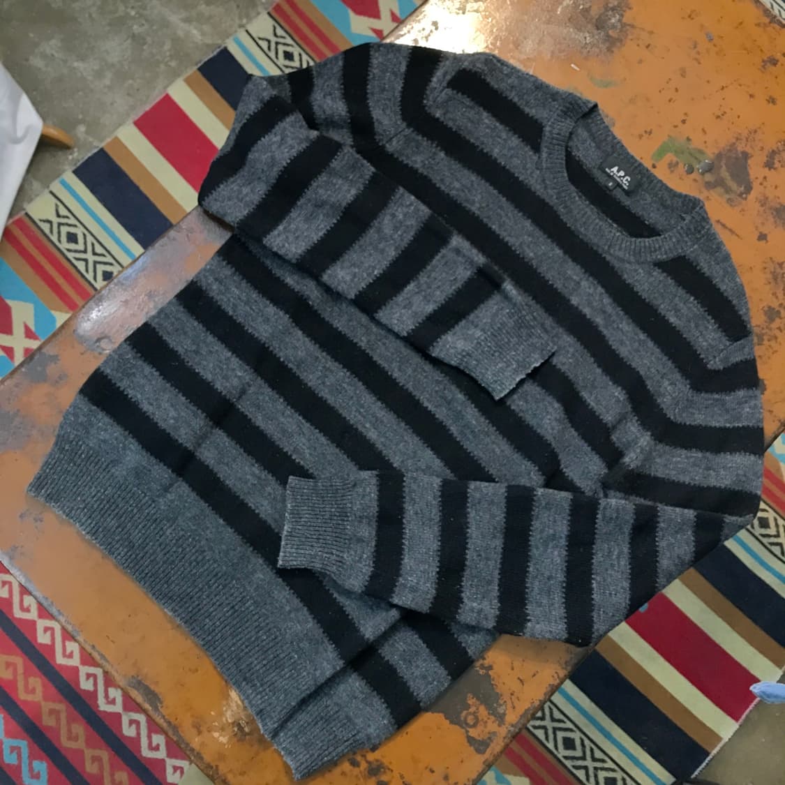 A.P.C 아페쎄 블랙 단가라 울 니트 남성 102 105 여성 루즈핏 상품이미지2