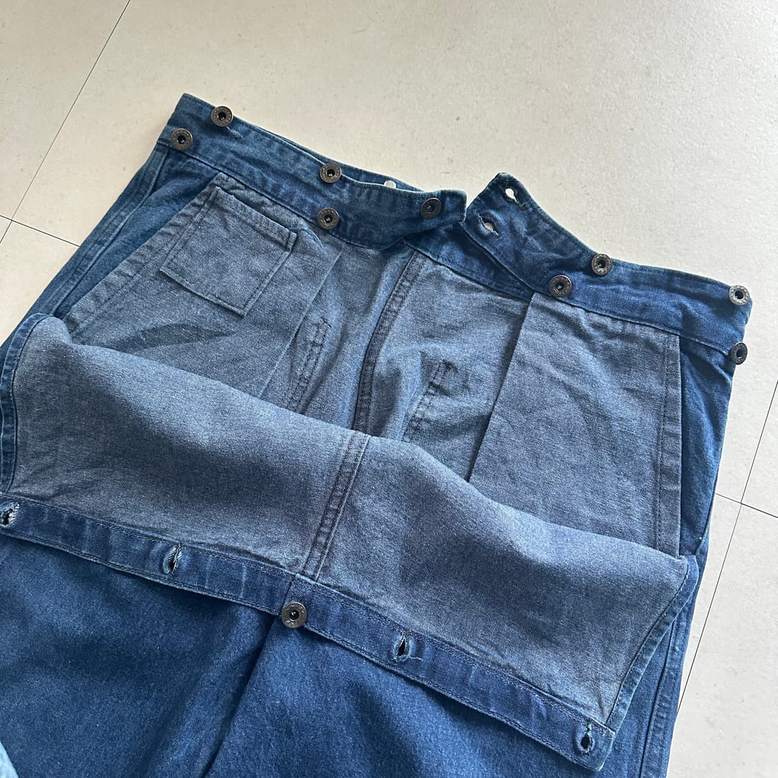 미 해군 USN 데님 복각 더블락 데님 워크 팬츠 월계수 버튼  상품이미지4