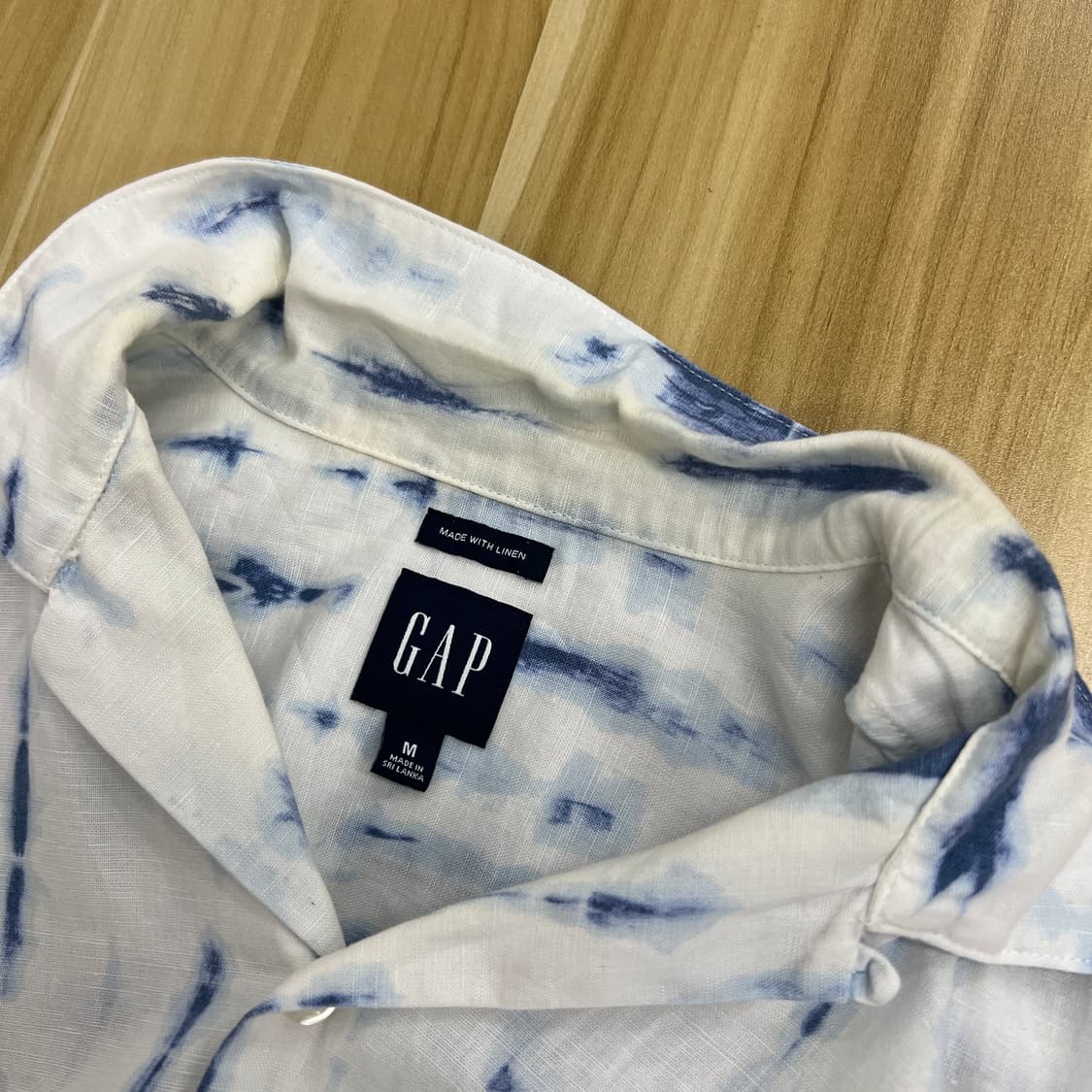 Gap 갭 블루 타이다이 린넨 반팔 셔츠 M 상품이미지9