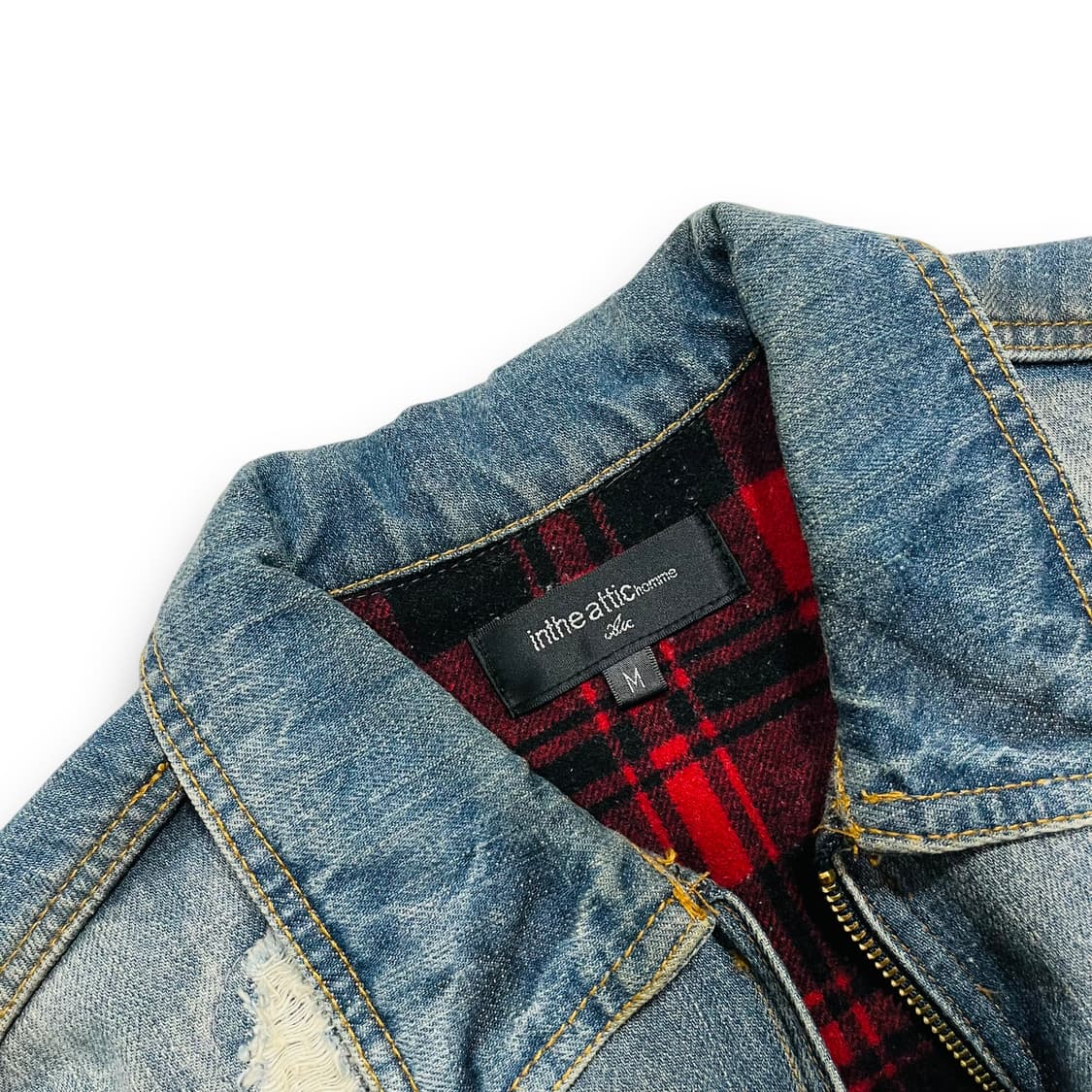 인 더 애틱 디스트로이드 워시드 크로스 음각 데님 자켓 상품이미지6
