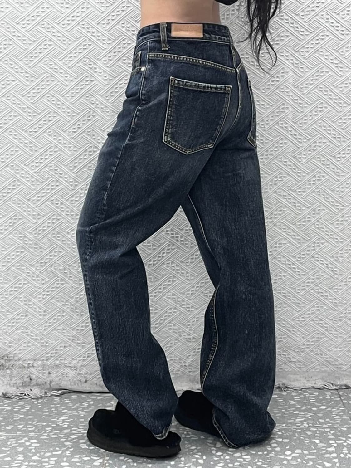 빈티지 스트릿 힙합 스트랩 워싱 데님 청바지 L C09406 상품이미지6