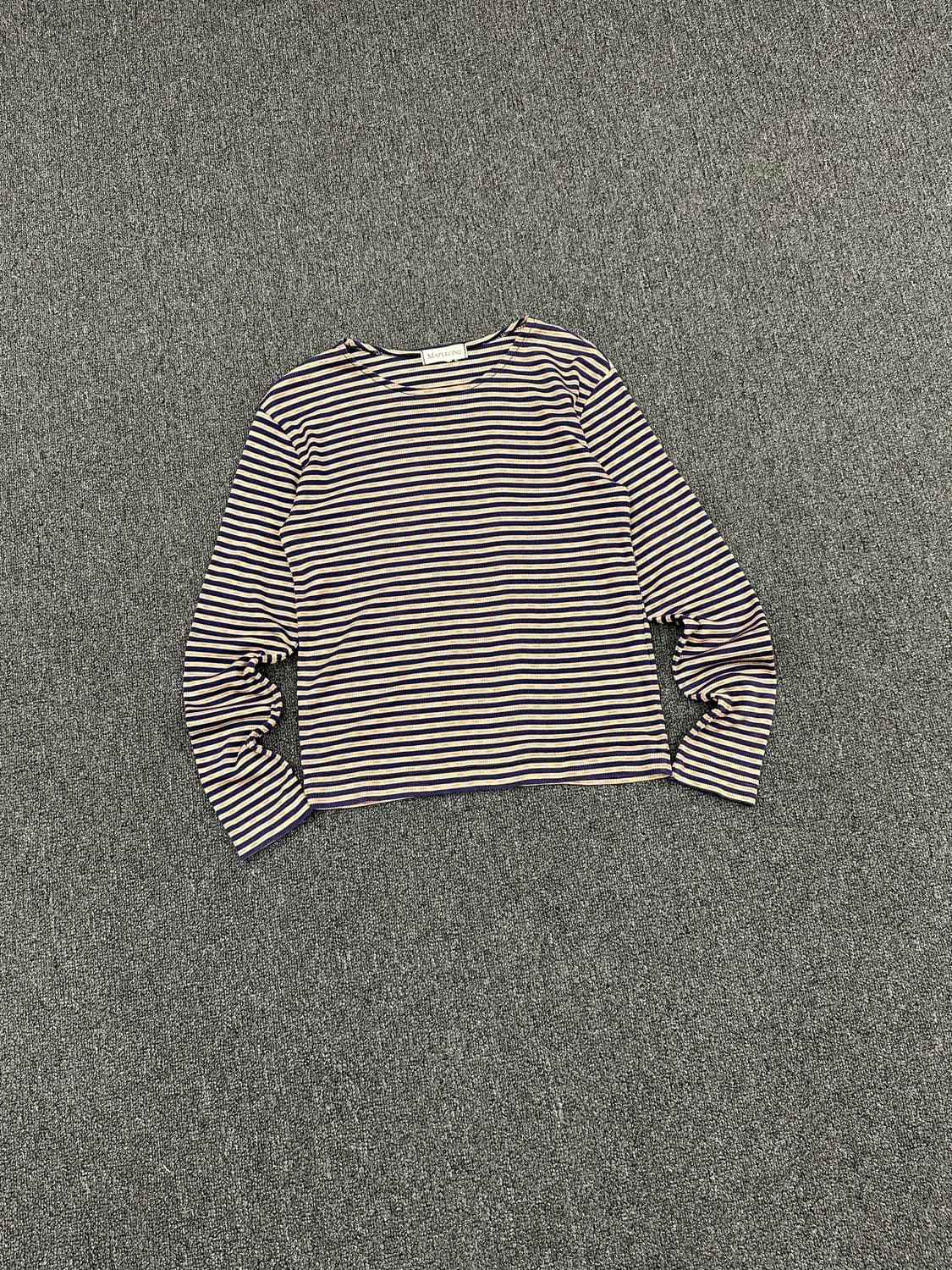 S)Japanese vintage 여성 스트라이프 골지 롱슬리브 상품이미지1