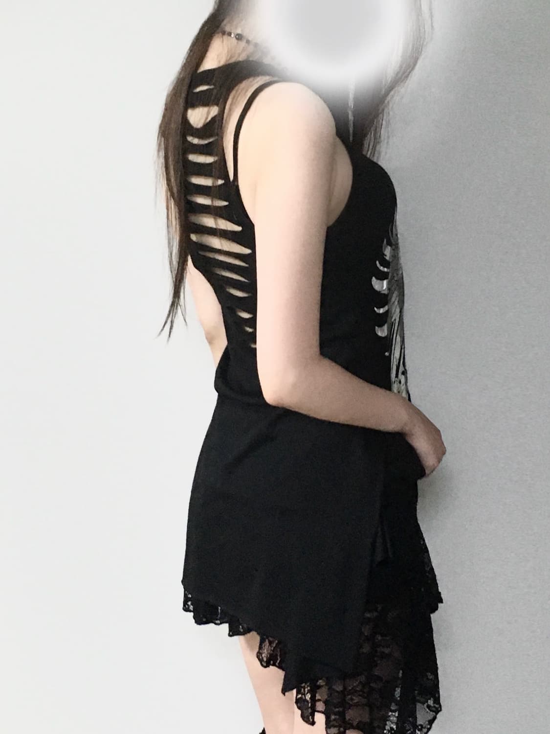 해골 실버 펑크 슬리브리스 원피스 상품이미지3