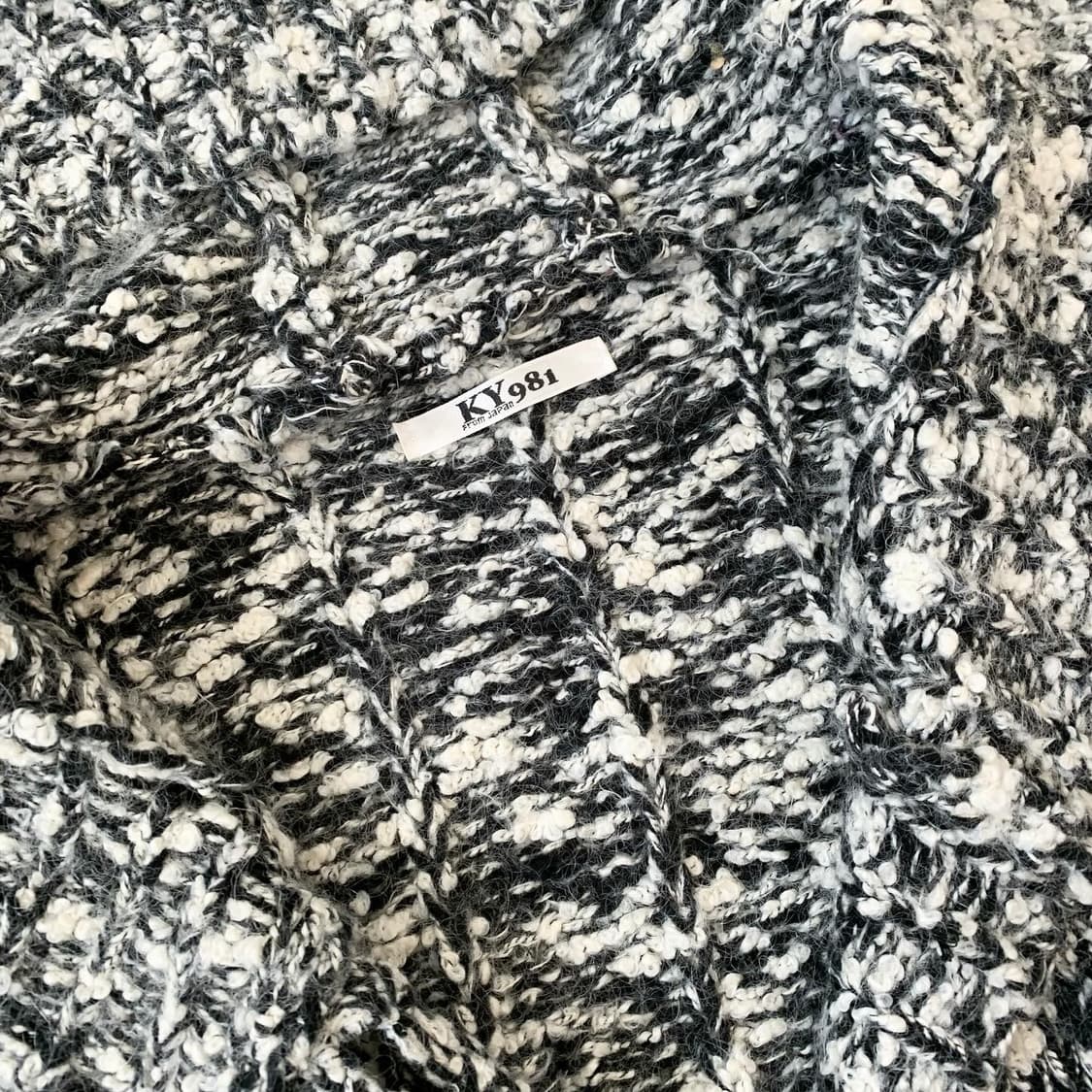 블랙앤화이트 괴짜 y2k 후드 니트 원피스 가디건 상품이미지3