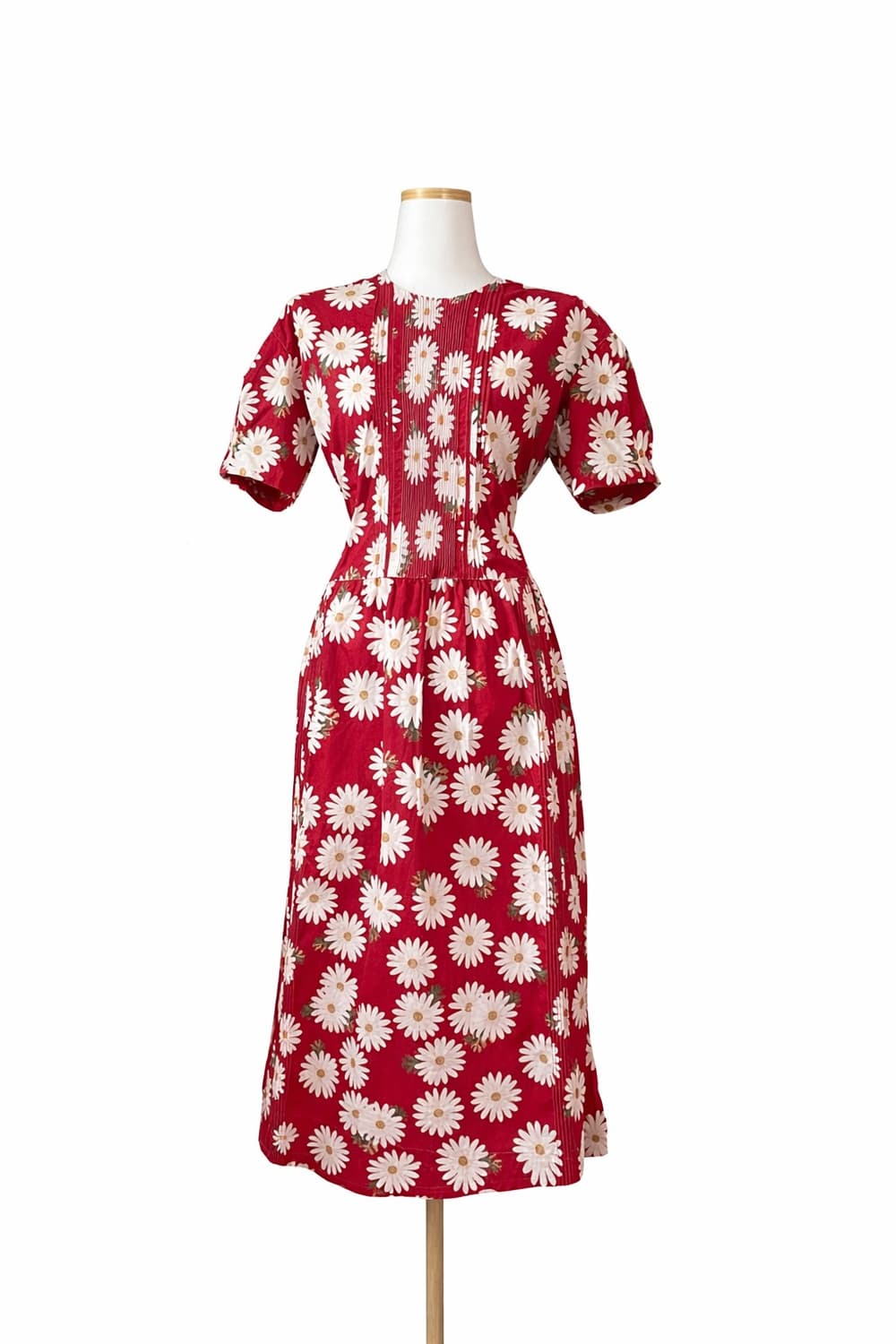 핑크하우스 데이지 플라워 핀턱 빈티지 롱 원피스 상품이미지1