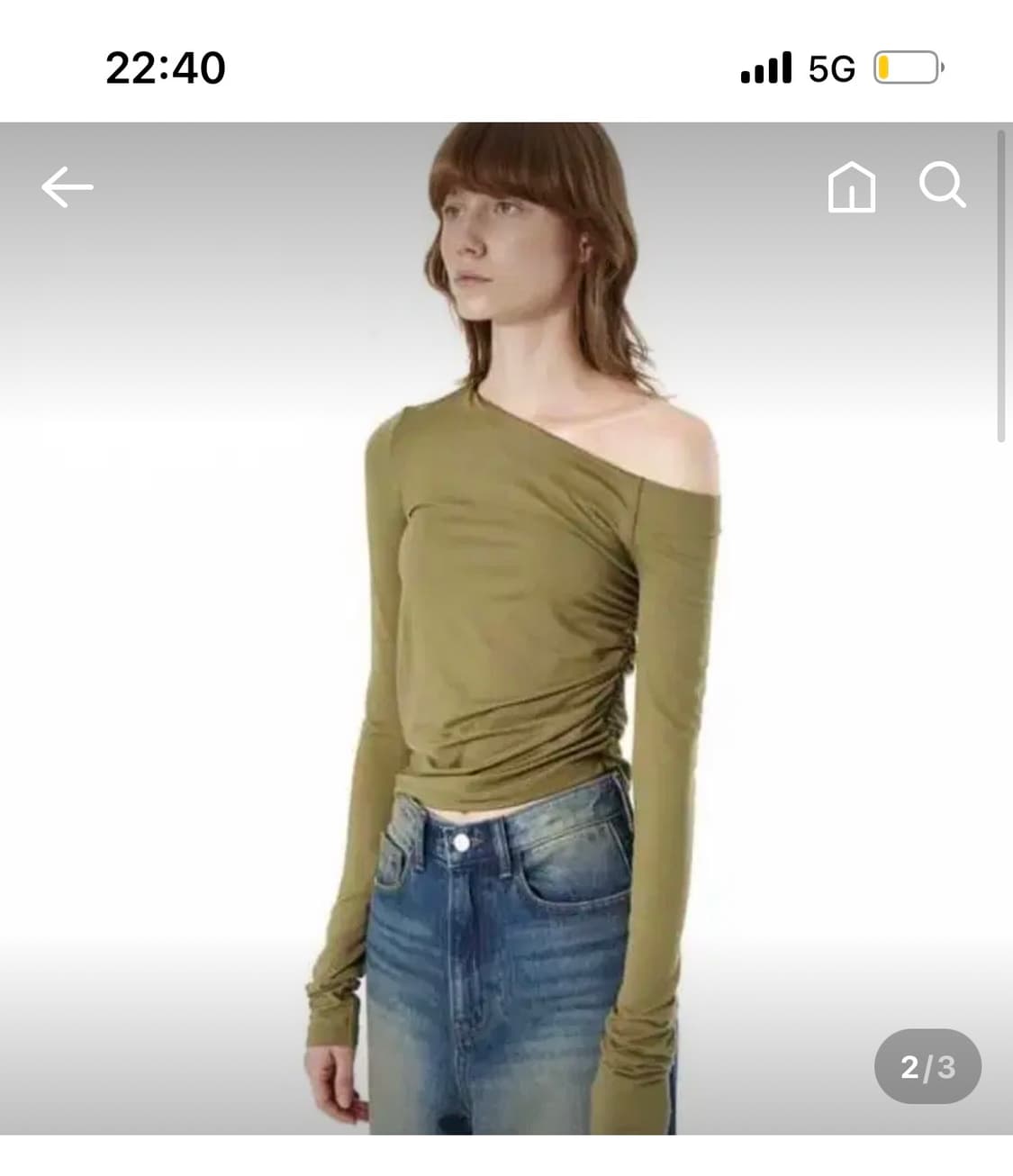다이애그널 one shoulder soft tee (khaki)  상품이미지3
