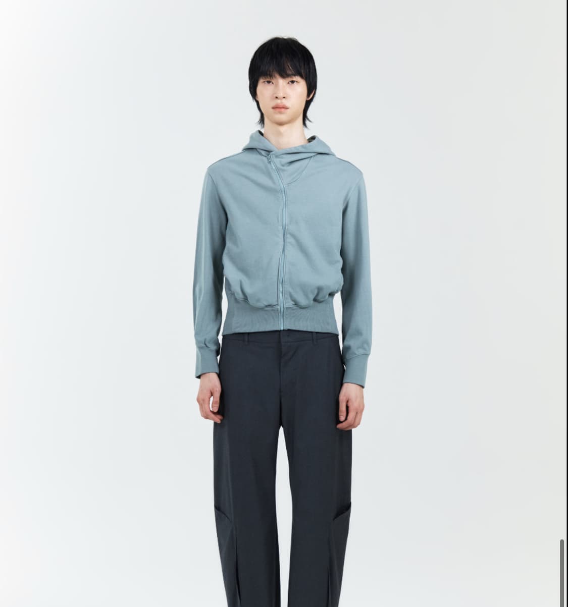 MENS GARMENT DYED CURVED 후드집업  상품이미지2