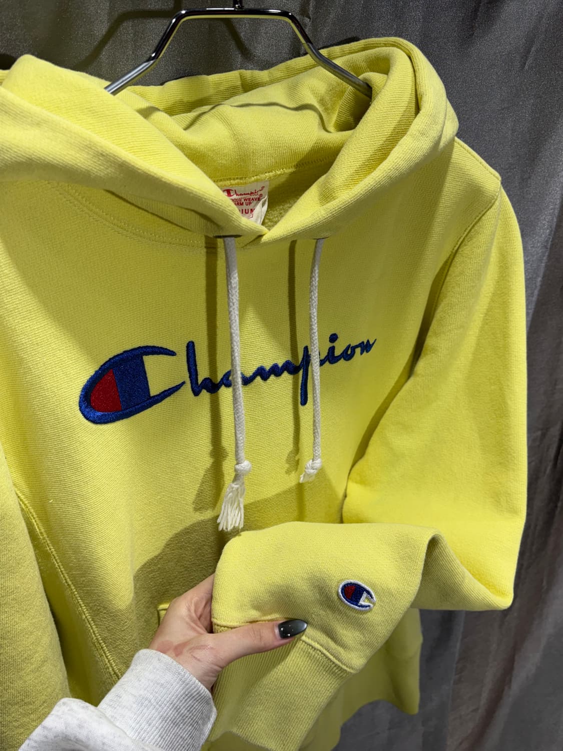 M 챔피언 우먼스 빅로고 레몬옐로우 후드티  상품이미지4