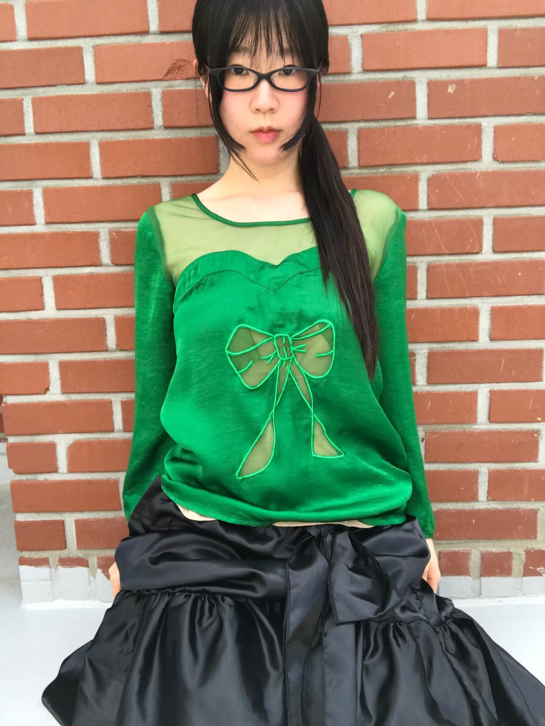  vintage green ribbon top 상품이미지4