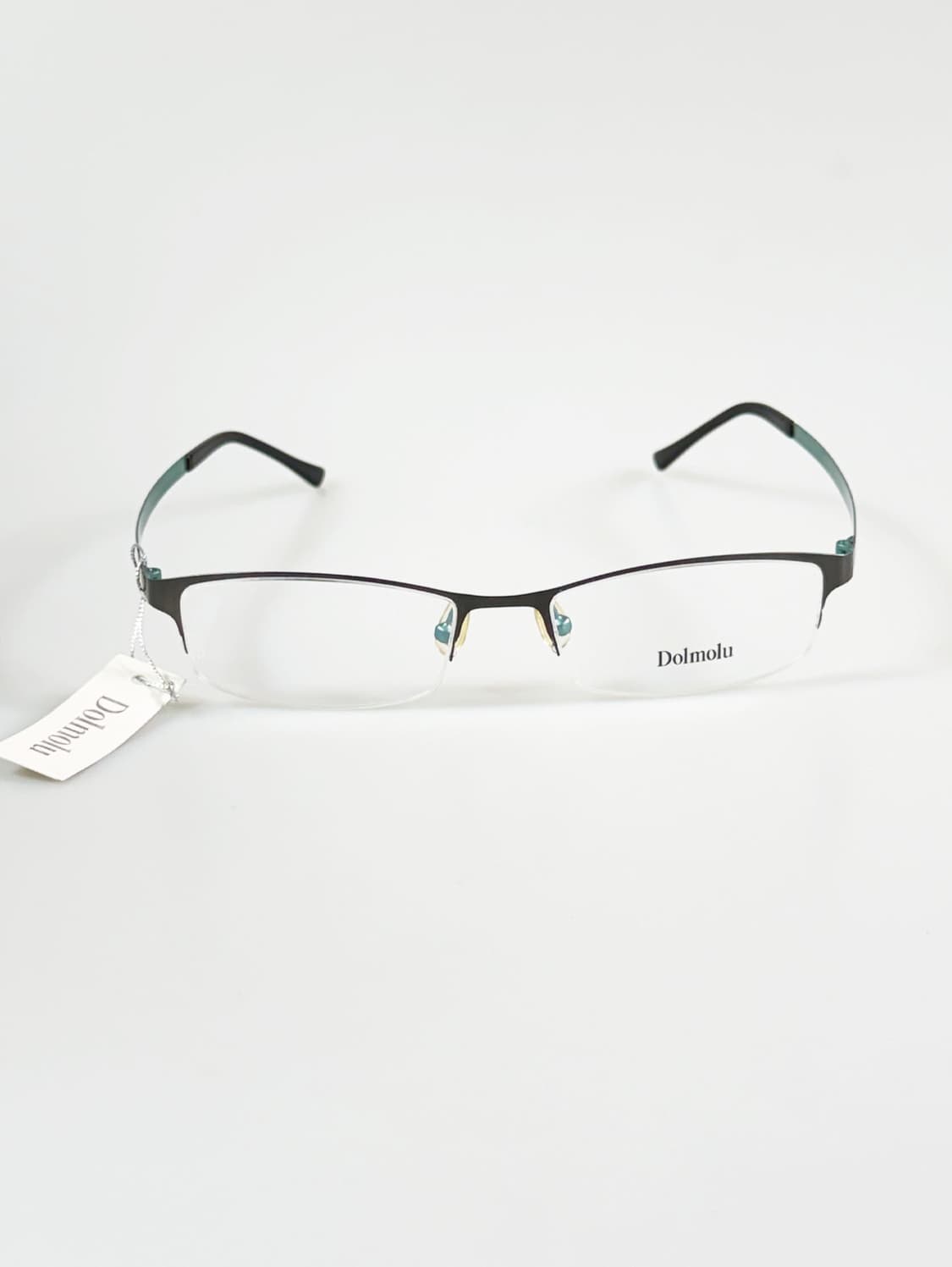 DOMOLU 다크그린 메탈 반무테 스퀘어 빈티지 안경 상품이미지2