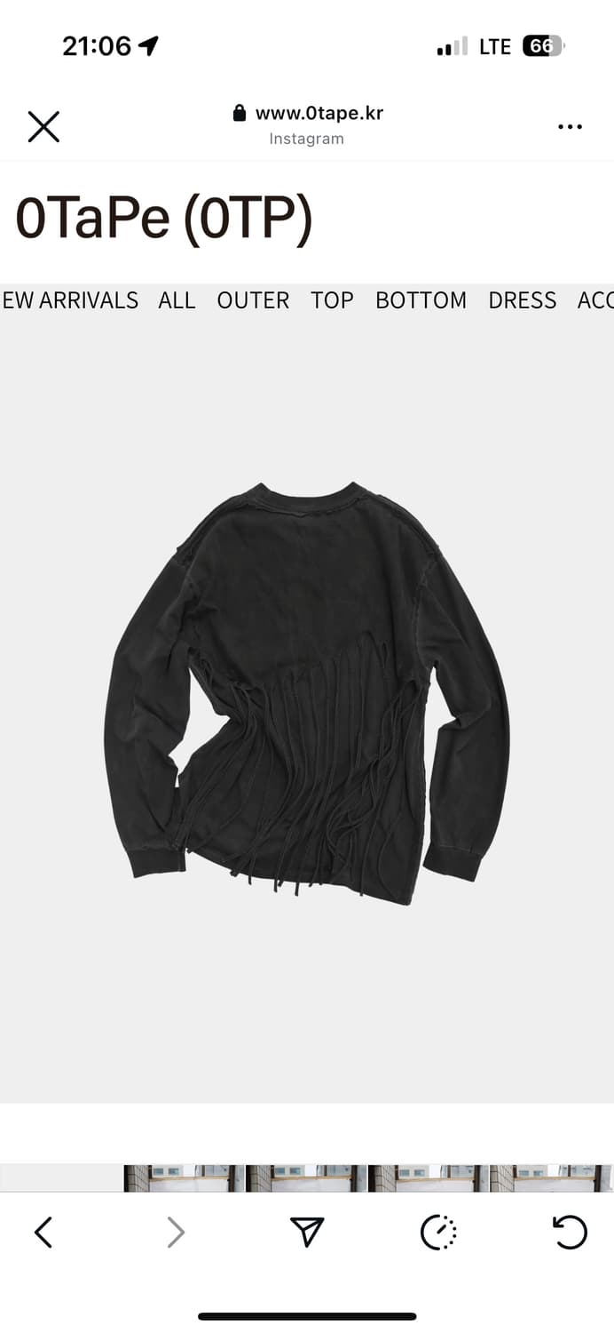 0tape BACK FRINGE TEE CHARCOAL 상품이미지1