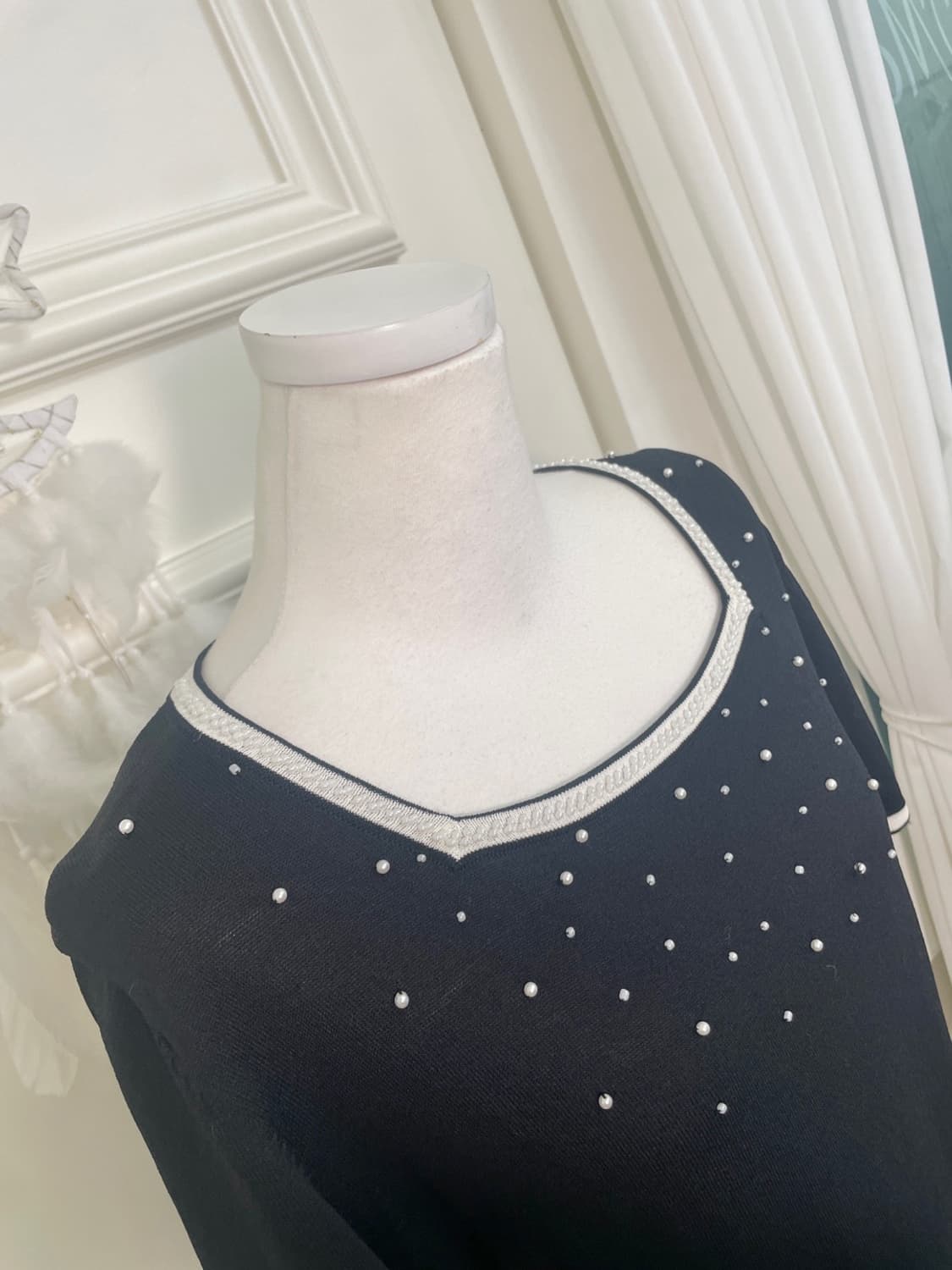 black beads point white line point half 상품이미지7