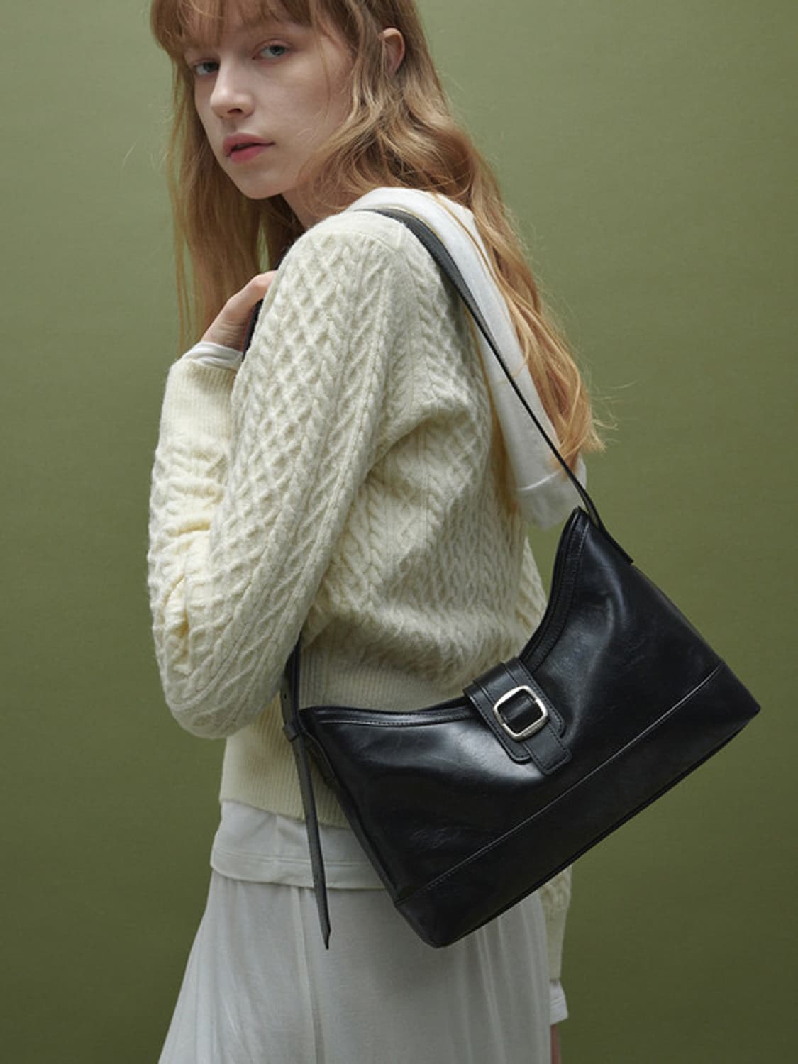 세미코드 베일 미들백 다크브라운 상품이미지2