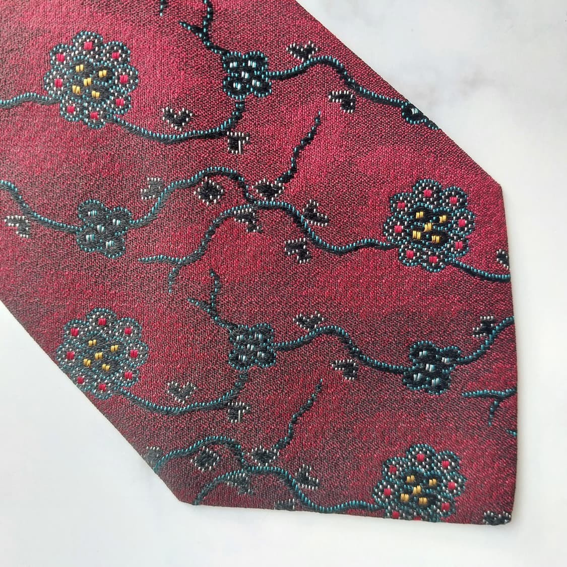 펜디 실크 와인 플로럴 자카드 넥타이 8.9cm A+~A등급 K1325
 상품이미지9