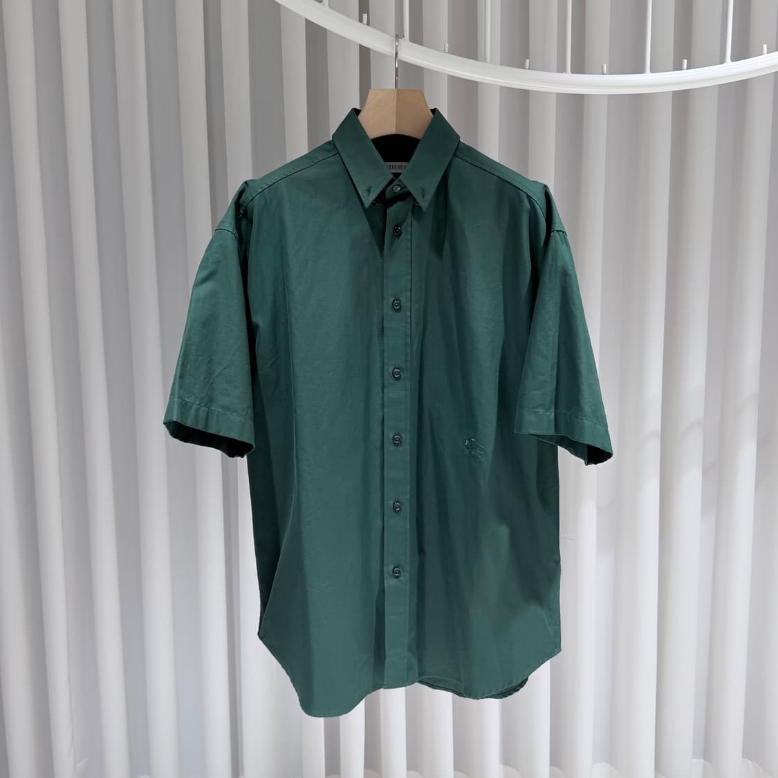 (A+/M) / 버버리 코튼 옥스포드 셔츠 반팔 그린 상품이미지1