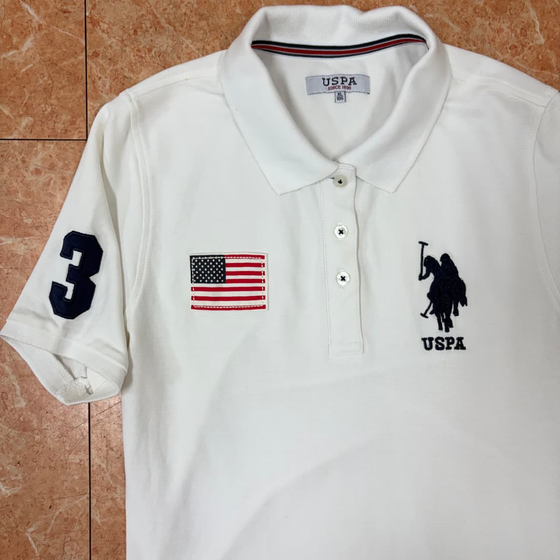 Uspa 폴로 빅포니 화이트 성조기 카라티  상품이미지3