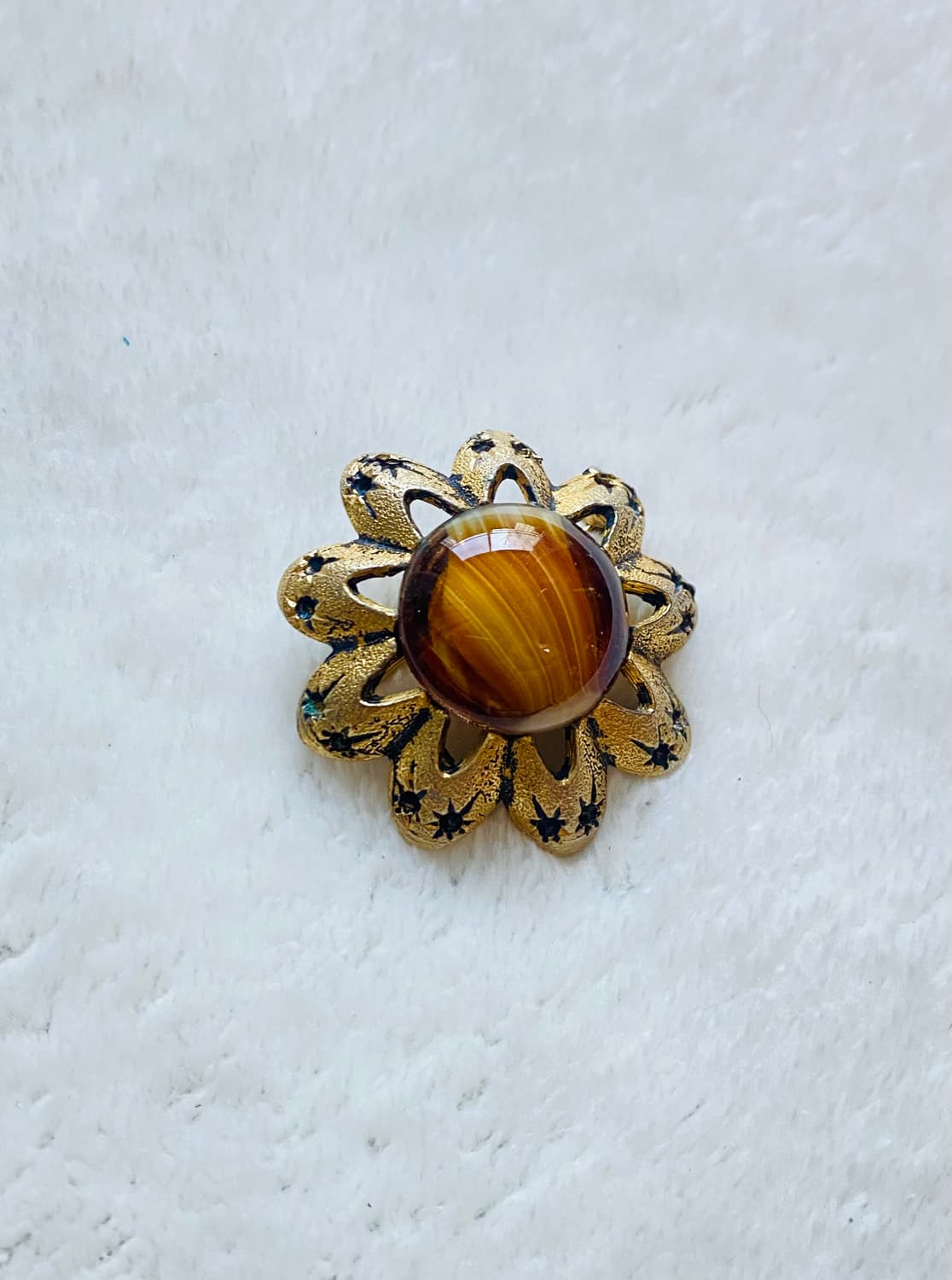 1950sRUSTIC BROWN AGATE sunflower brooch 상품이미지2