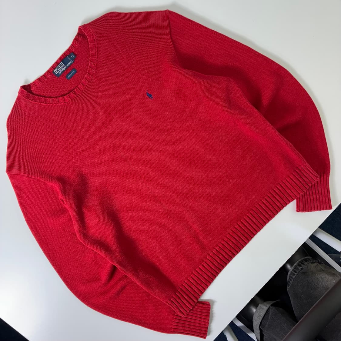 Polo  폴로 랄프로렌 90,s 자수 코튼 레드 니트  상품이미지2